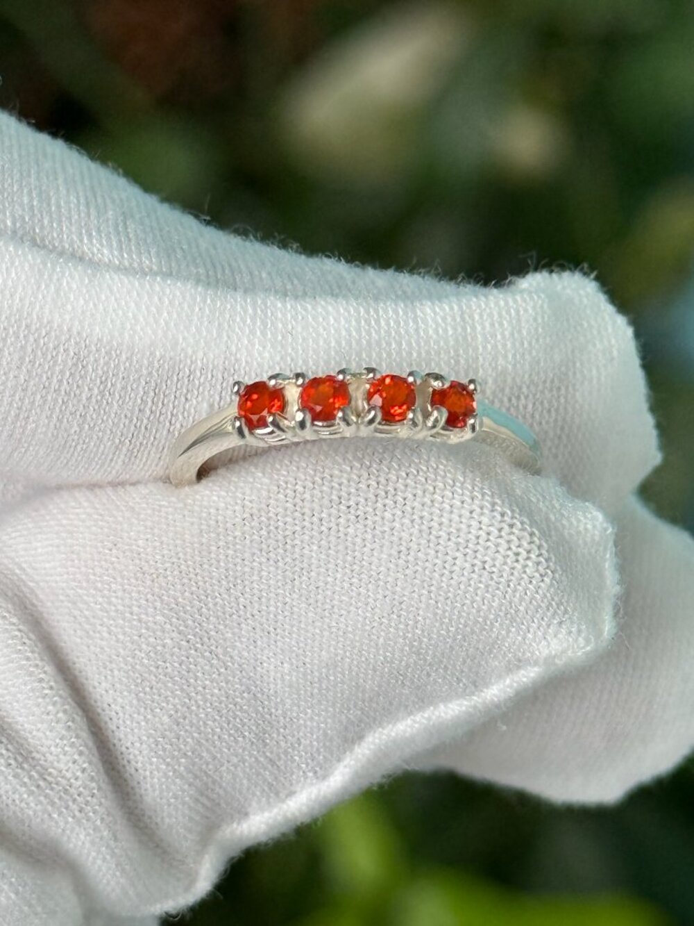 Sterling Silver, Genuine Mexican Fire Opal Stackable, Stacker Band, Ring